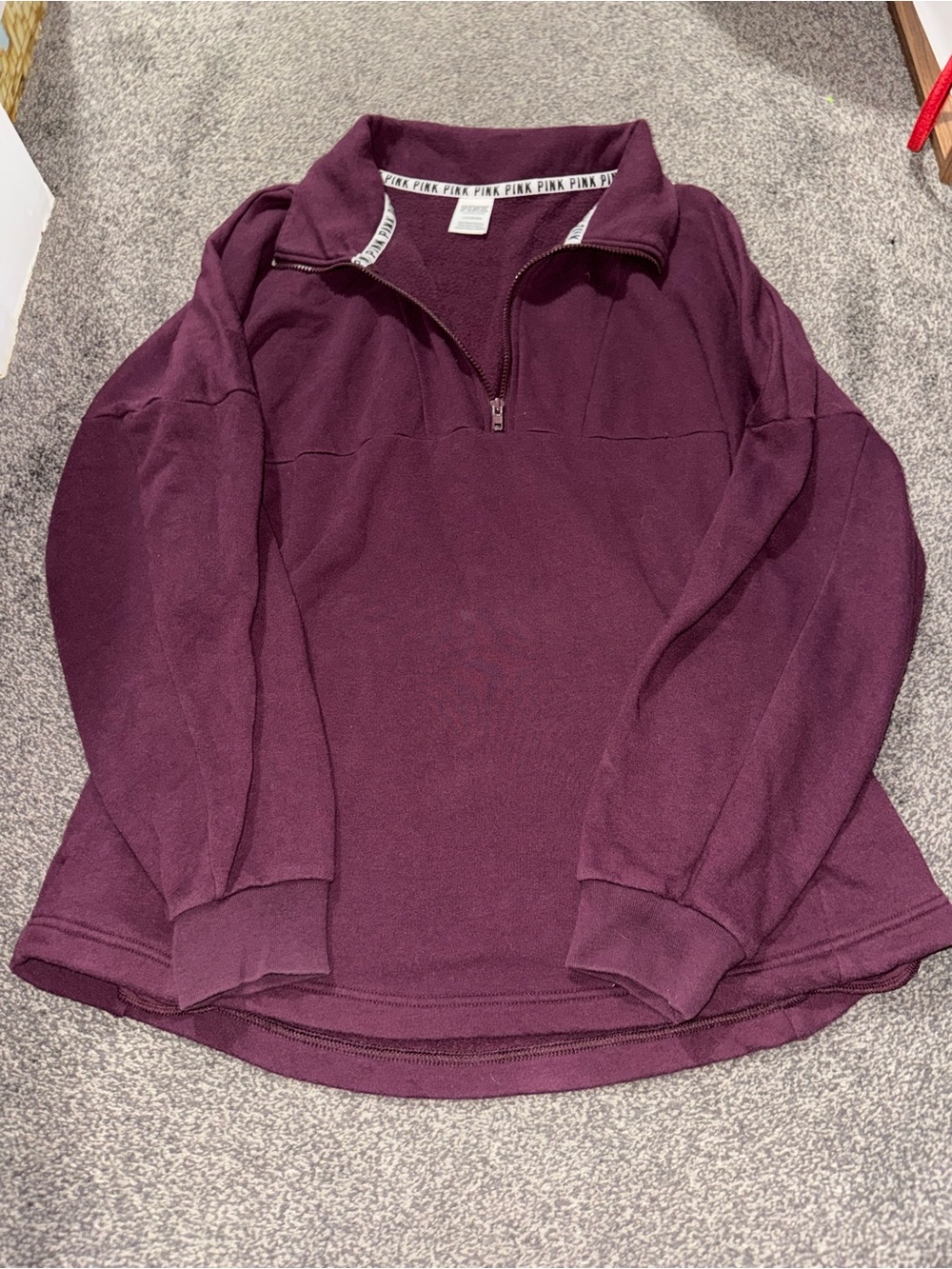 Victoria’s Secret PINK Quarter Zip Pullover Sweatshirt Purple Size Large